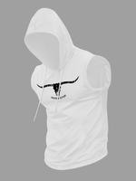 Men's Regular Fit Letter & Bull Head Print Hooded Tank Top, Casual Street Style Graphic Sleeveless Top for Summer, Fashion M...