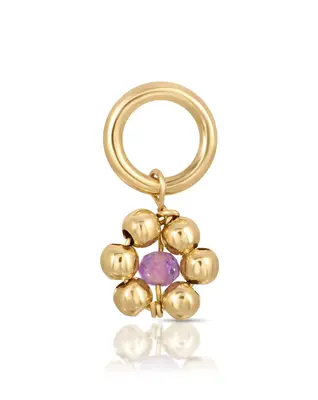 One Love Flowercita Birthstone Charms | Month/Gemstone: February - Amethyst | Metal Color: Gold