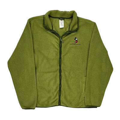 Mickey Mouse Disney Fleece Jacket - Large Green Polyester