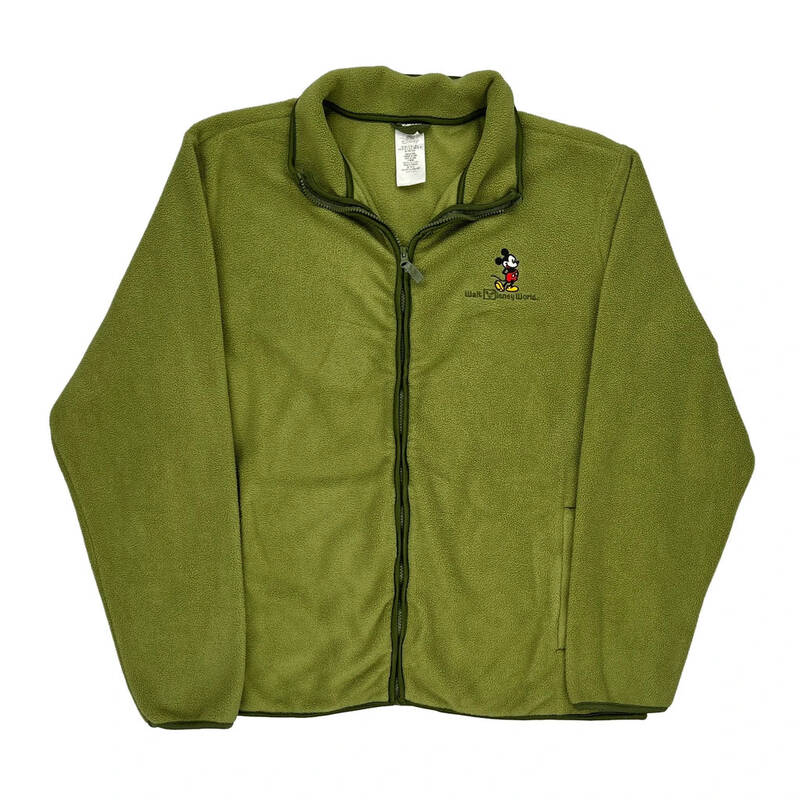 Mickey Mouse Disney Fleece Jacket - Large Green Polyester
