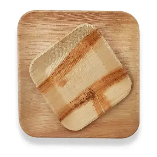 Dtocs Bamboo Look Compostable Palm Leaf Plate Dinnerware Square Combo (50 Pcs) | 10 Inch Dinner Plates (25) & 7 Inch Dessert ...