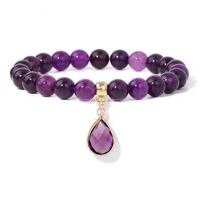 Natural Amethyst Beaded Stretch Bracelets