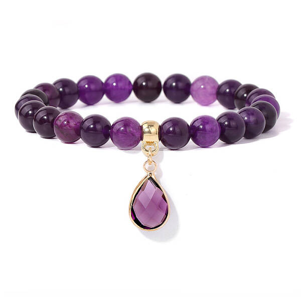 Natural Amethyst Beaded Stretch Bracelets