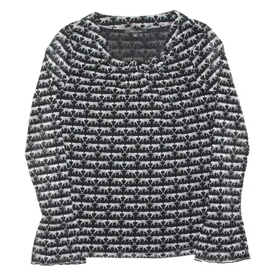 COMMA Womens Printed Top Black Long Sleeve Animal Print M