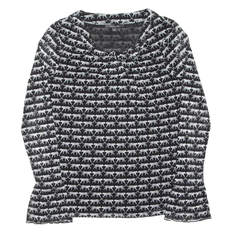 COMMA Womens Printed Top Black Long Sleeve Animal Print M