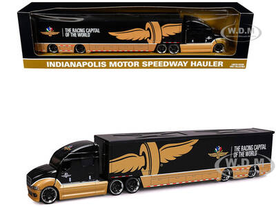 Indianapolis Motor Speedway Hauler Black and Gold 1/64 Diecast Model by IXO Models