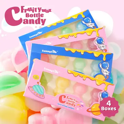 【FallFreshness】 Astronaut Wax Bottle Candy – 8 Fruity Flavors! 4 Boxes Oodles WaxCandy Drinks Filled with Flavored Syr...