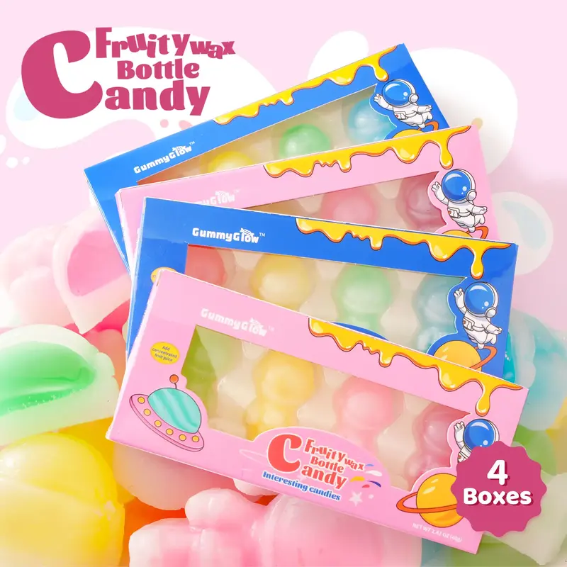 【FallFreshness】 Astronaut Wax Bottle Candy – 8 Fruity Flavors! 4 Boxes  Oodles WaxCandy Drinks Filled with Flavored Syr...