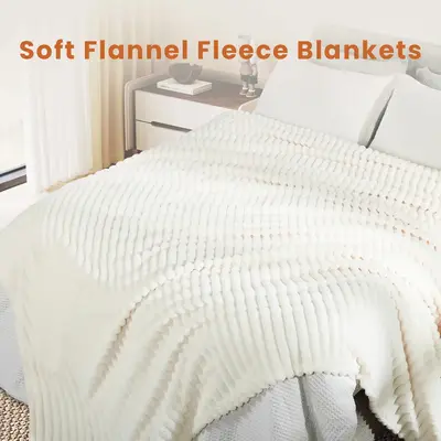 【VALUXE】Soft & Cozy Striped Flannel Fleece Blanket – Fluffy All-Season Throw for Couch, Bed, Travel & Perfect Christmas...