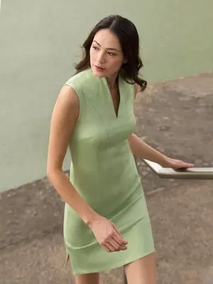 STAMEN | Sleeveless Silk Shift | Colour: CITRUS | Size: XXS