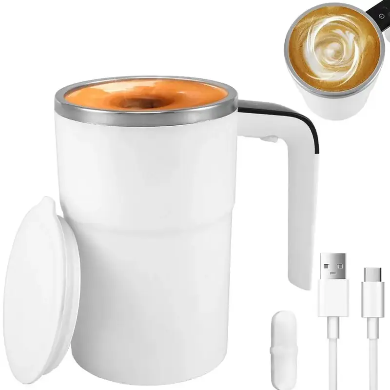 USB Rechargeable Self-stirring Coffee Mug, 1 Count Temperature Display Coffee Mug with Lid & Handle, Sealed Travel Mug for Co...