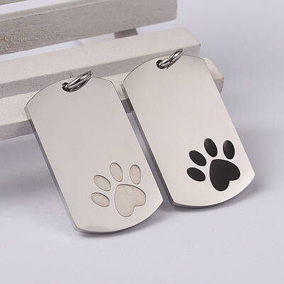 Rectangle with Paw Print 304 Stainless Steel Pendants