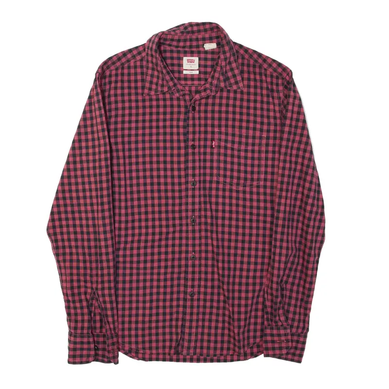 LEVI'S Slim Shirt Red Gingham Long Sleeve Mens S