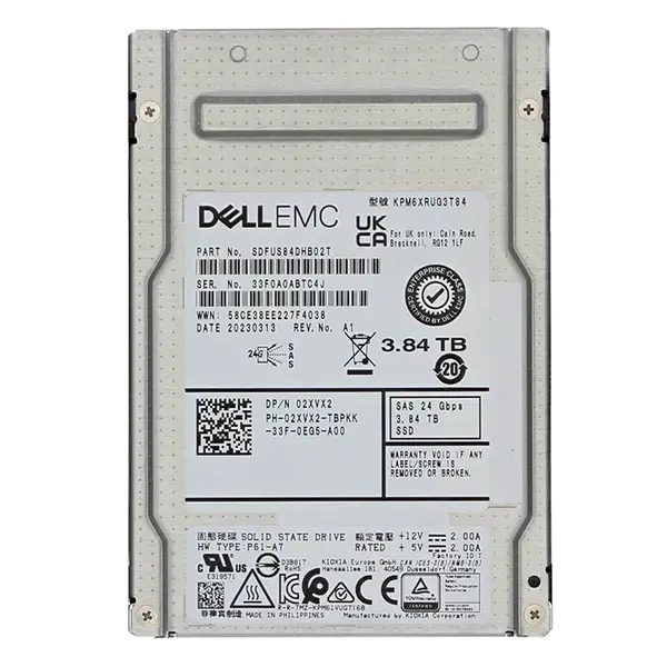 Dell 2XVX2 | 3.84TB 2.5-inch 24GB/s SAS Read-Intensive ISE Hot-Pluggable Solid State Drive for PowerEdge G14 - G16 Servers an...