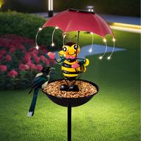 Solar Bird Feeder,Metal Bird Feeder,Waterproof Bird Feeder,Outdoor Animal Image with Umbrella Outdoor Solar Lights,Outdoor Ga...