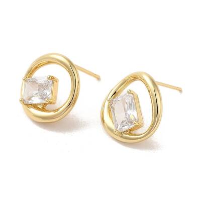 Brass Micro Pave Cubic Zirconia Earrings for Women