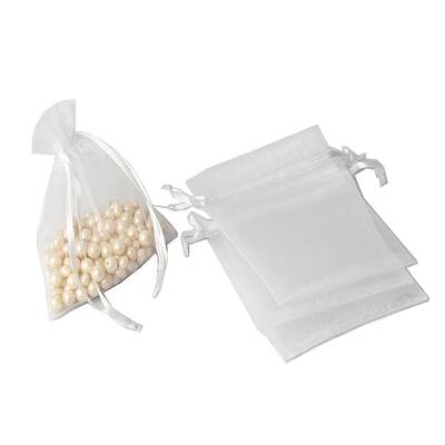100Pcs Rectangle Organza DIY Craft Drawstring Bags