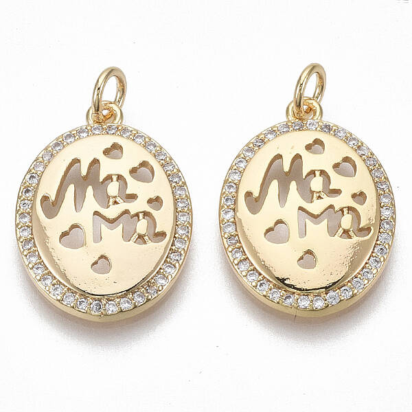 Brass Micro Pave Clear Cubic Zirconia Pendants