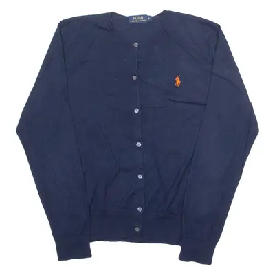 POLO RALPH LAUREN Girls Cardigan Blue Tight Knit M