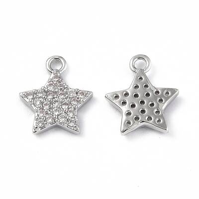 Brass Micro Pave Clear Cubic Zirconia Charms