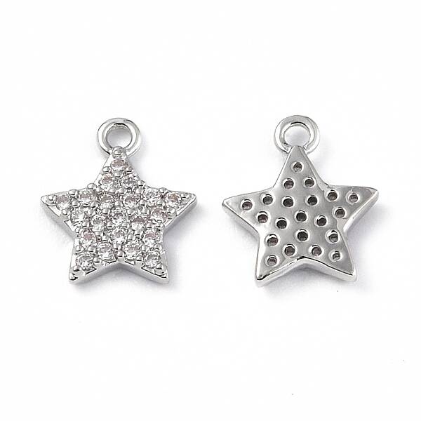Brass Micro Pave Clear Cubic Zirconia Charms