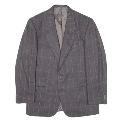 VALENTINO Mens Blazer Jacket Blue Knit Wool 90s Check M