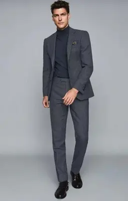 Suit And Turtleneck Combo - Turtleneck Prom Outfits - Prom Turtleneck  Black Suit