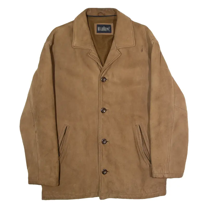 MILESTONE Mens Jacket Brown Leather 90s M