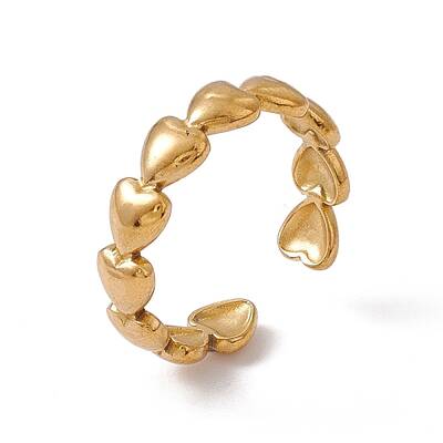 Ion Plating(IP) 304 Stainless Steel Heart Wrap Open Cuff Ring for Women