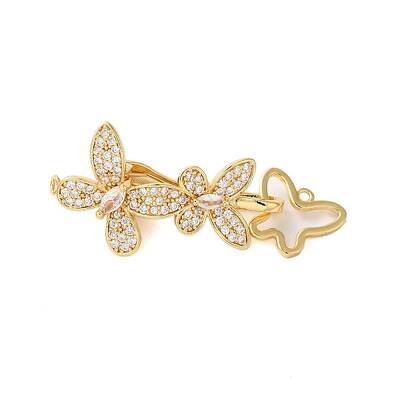 Brass Micro Pave Clear Cubic Zirconia Fold Over Clasps