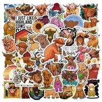 Cartoon Plateau Cow Series Graffiti Sticker, 50pcs Self-adhesive Decorative Stickers, Diy Decals For Water Bottle, Laptop, Ph...