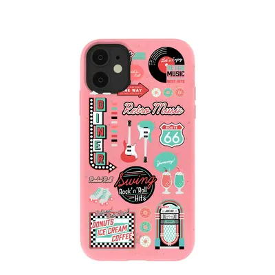 Bubblegum Pink Diner Night iPhone 11 Case