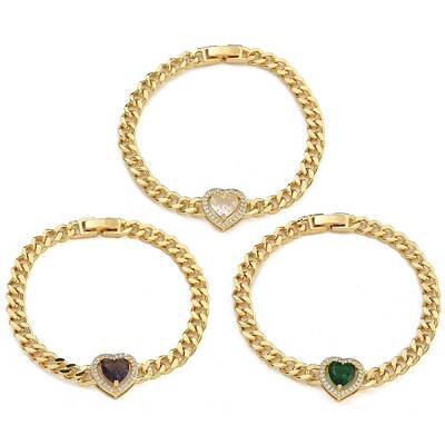 Brass Micro Pave Cubic Zirconia Link & Charm Bracelets