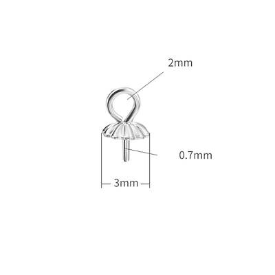 Anti-Tarnish Rhodium Plated 925 Sterling Silver Cup Peg Bails