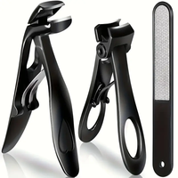 Heavy Duty 3pcs Nail Clipper Set - Stainless Steel Angled Toe & Fingernail Clippers with Catcher, Wide Jaw Opening, Mess-Free...