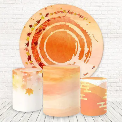 Aperturee Maple Annular Art Painting Orange Round Backdrop Kit | Circle Party Backdrop | Custom Round Backdrop | Custom Circl...