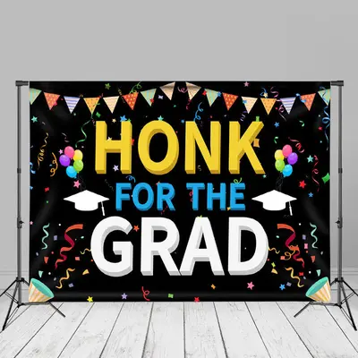 Honk For The Grad Balloon Ribbon Photo Backdrop - Aperturee