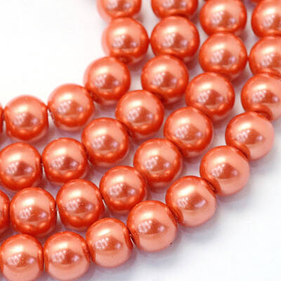 Baking Painted Pearlized Glass Pearl Round Bead Strands