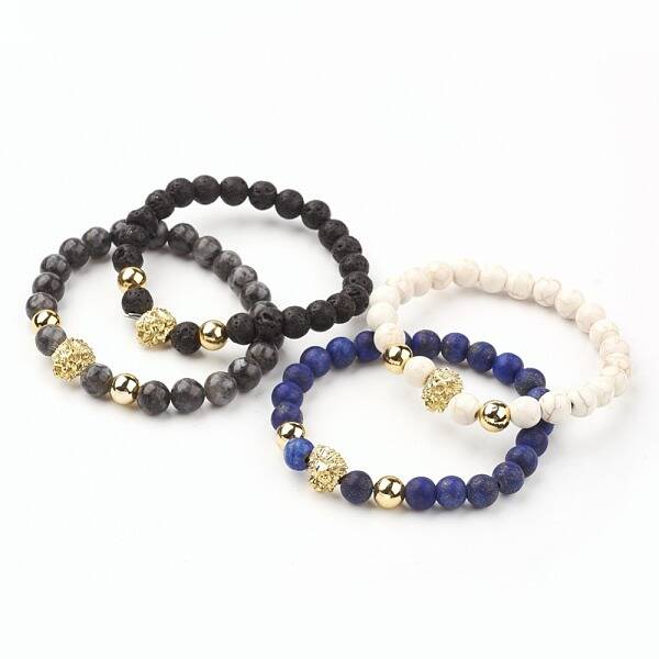 Natural & Synthetic Mixed Gemstone Beaded Stretch Bracelets