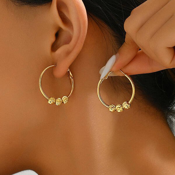 Stainless Steel Ball Hoop Earrings