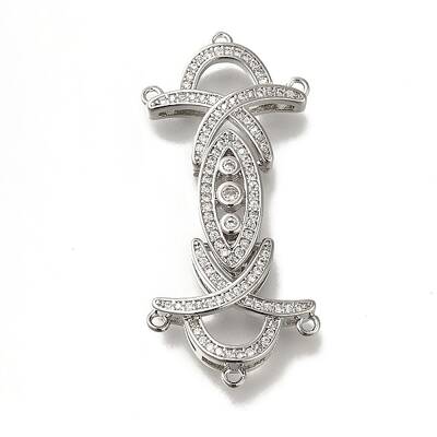 Brass Micro Pave Clear Cubic Zirconia Fold Over Clasps