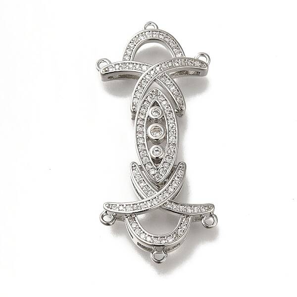 Brass Micro Pave Clear Cubic Zirconia Fold Over Clasps