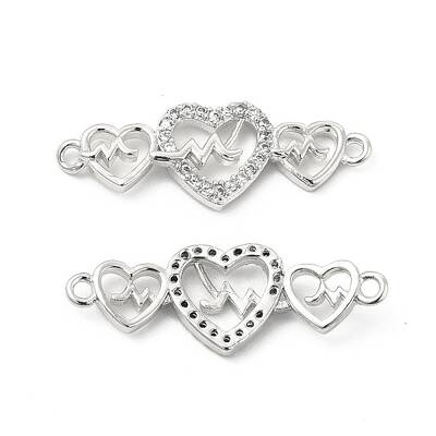 Brass Micro Pave Clear Cubic Zirconia Connector Charms