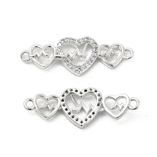 Brass Micro Pave Clear Cubic Zirconia Connector Charms