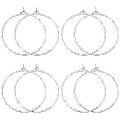 4 Pairs 925 Sterling Silver Hoop Earring Findings
