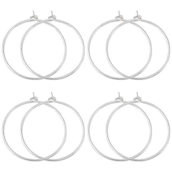 4 Pairs 925 Sterling Silver Hoop Earring Findings