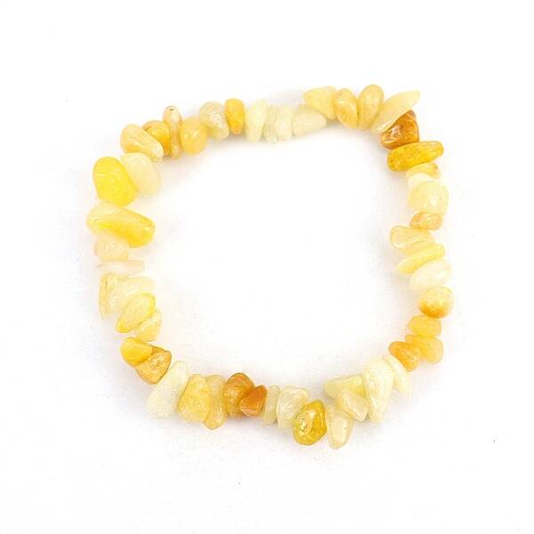 Natural Yellow Jade Chips Beaded Stretch Bracelet for Women