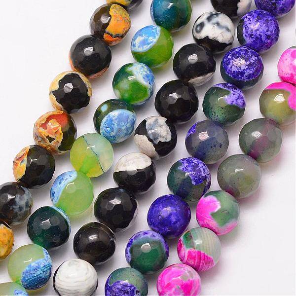 Natural Fire Crackle Agate Bead Strands