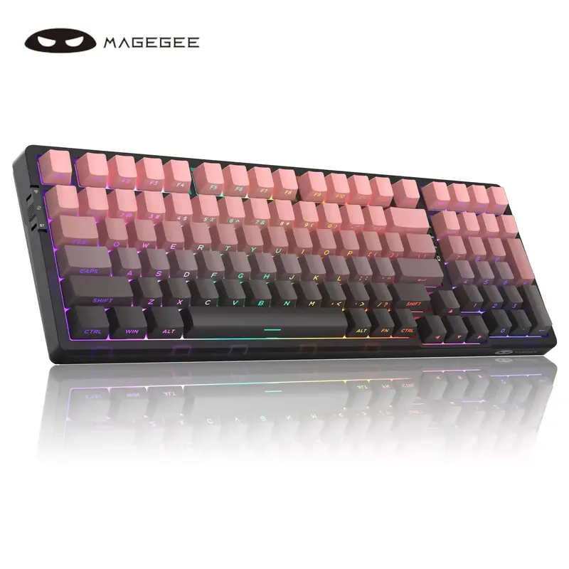 MAGEGEE Light100 Wireless Creamy Ergonomic Keyboard, 96% Gasket Hot Swappable Mechanical Keyboard, 3Connection Modes, RGB Bac...