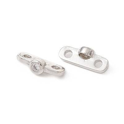 Rack Plating Brass Pave Clear Cubic Zirconia Connector Charms